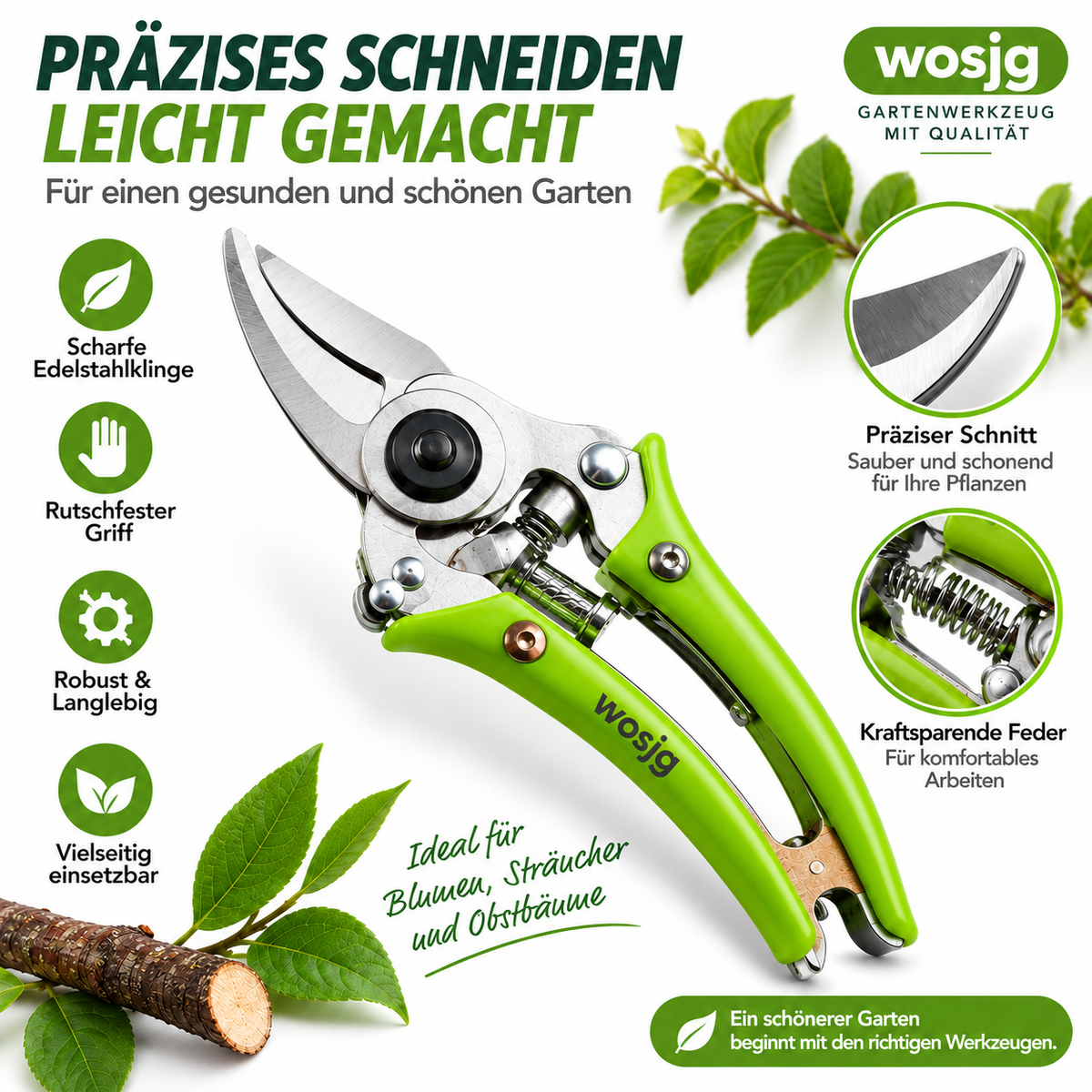 MÜHELOS ÄSTE UND ZWEIGE SCHNEIDEN  Die praktische Gartenschere für Sträucher, Bäume und Obstgehölze.